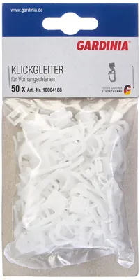 Productafbeelding van GARDINIA Klikschuifrail met gordijnhaakjes, kunststof, wit, 50 stuks