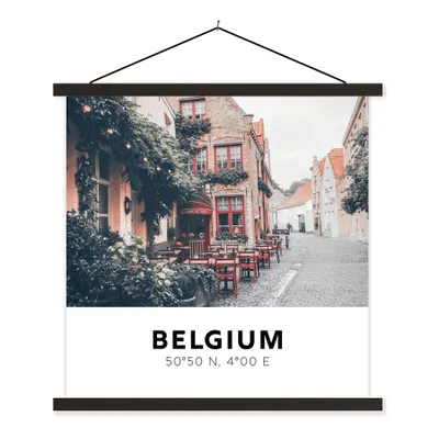 Produktbild von MuchoWow® Textilposter Belgien - Terrasse - Stadt 120x120 cm mit schwarzem Rahmen - Aufhängungsset