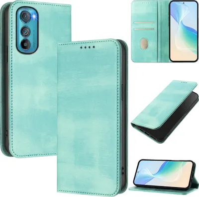 Immagine prodotto di Custodia per Motorola Edge 30, custodia in pelle vintage con protezione RFID, slot per schede, supporto Turchese