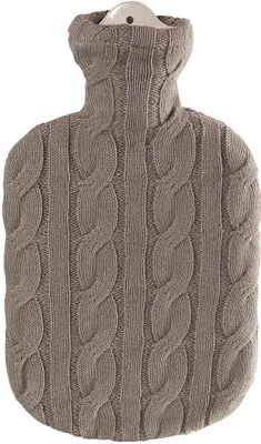 Produktbild von Wärmflasche mit Strickbezug 2 L Zopf stein Strickbezüge aus Baumwolle