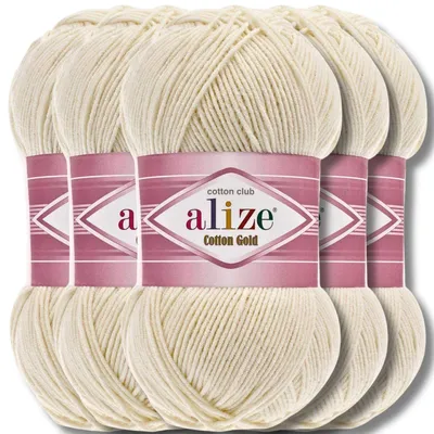 Produktbild von Alize 5x 100g Baumwolle Gold Wolle, Uni, Häkeln, Stricken (878)