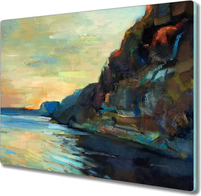 Produktbild von Coloray Hackbrett Herdabdeckplatte 60x52 cm Küchenbrett Kochplattenabdeckung Schneidebrett - Seeklippen Meer Landschaft
