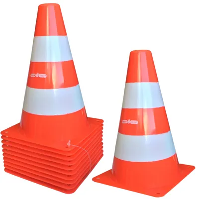 Produktbild von 10er Set Pylonen Verkehrshütchen 18 cm orange/weiß für Training