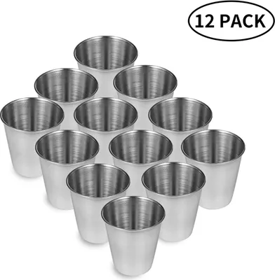 Produktbild von 12 Stück Schnapsbecher 70ml Edelstahl Schnapsglas Edelstahlbecher Pinnchen Shot Gläser Becher