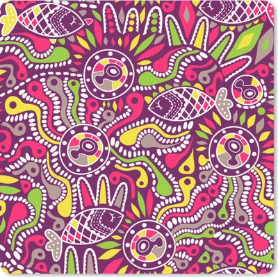Produktbild von MuchoWow® Mauspad Mousepad Fische - Neon - Regenbogen - Muster 20x20 cm - Mousepads - Maus Mat - Pad - Mausunterlage - Desk Mat - Bureauartikeln