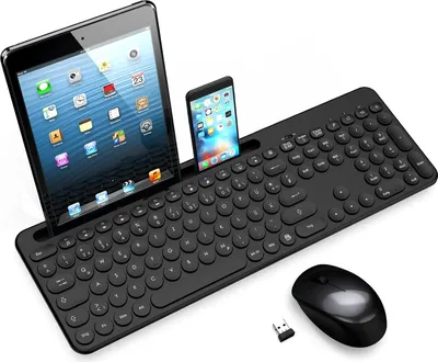 Produktbild von Tastatur Maus Sets Kabellos,Ergonomische,Funk PC in Standardgröße,Deutsch QWERTZ-Layout, Leise-Klick,12 FN-Tasten Für Windows Computer, macOS, Laptop