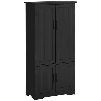 Image de Buffet de cuisine HOMCOM, armoire de cuisine moderne avec plusieurs espaces de rangement, 2 armoires, 3 étagères, panneau MDF noir