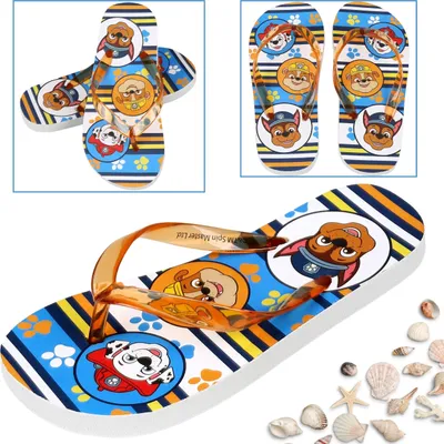 Produktbild von Paw Patrol Marshall Chase Rubble bunte Flip-Flops für Jungen, orange gestreift 30-31 EU