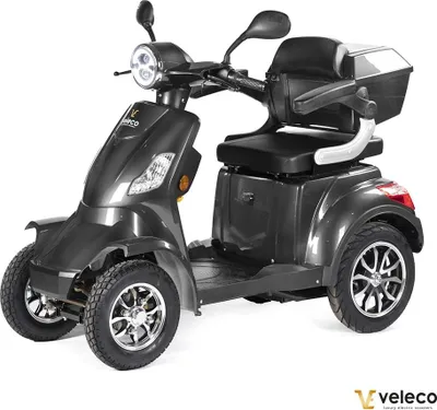 Immagine prodotto di Veleco Faster - Scooter senior a 4 ruote - 1000W - Completamente assemblato - Vani portaoggetti con serratura - Allarme - Scooter elettrico - Scooter per mobilità (Grigio)