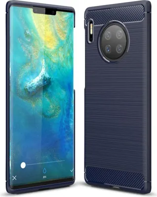 Image de Coque en TPU pour Huawei Mate 30 Pro, aspect fibre de carbone brossée, bleue