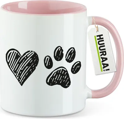 Produktbild von Huuraa Kaffeetasse Herz Tapse 330ml Rosa Keramik Kaffeebecher Geschenkidee