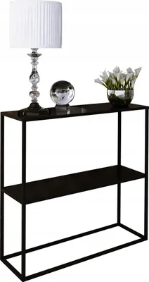 Zdjęcie produktu dla Konsola metalowa toaletka stolik półka stojąca loft czarny matowy 80x30h78