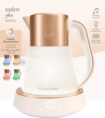 Produktbild von Russell Hobbs Wasserkocher Glas [1,7L, Temperatureinstellung 40-100°] Calm (LED-Beleuchtung, beruhigende Klänge, Leise-Koch-Technologie,Warmhaltefunktion,Digitaldisplay,Touch-Bedienung,2400W) 27450-70