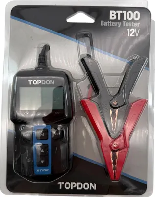 Immagine prodotto di Tester per batterie auto TOPDON BT100-A, tester per batterie auto 12V con 100-2000 CCA Test della batteria Test della manovella Test del sistema di ricarica per auto ATV SUV autovetture-autocarri barche, nero