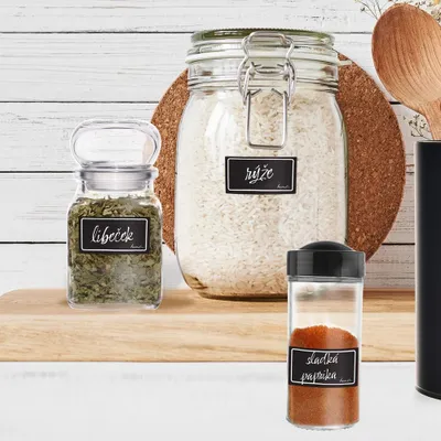 Produktbild von Orion Aufkleber für Gläser selbstklebend Klebe-Etiketten zum Beschriften von Einmachgläsern schwarz 23 Stk.