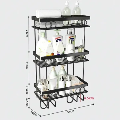 Produktbild von Über-Toilettenregal - Badregal Organizer - 3 Ebenen - Freistehend - Metall (Eisen) - Ohne Bohren - Große Kapazität