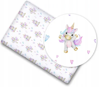 Produktbild von Babymam Spannbettlaken mit Gummizug 120x60 cm Einhorn