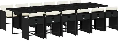 Image de vidaXL Ensemble de jardin 13 pièces avec coussins Noir Poly Rattan