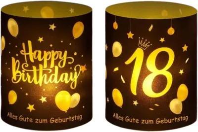 Immagine prodotto di Set di 12 portacandele per candele a forma di lumino, ideali per compleanni, decorazioni da tavola, festeggiamenti per il diciottesimo compleanno, portacandele decorativi per lumini