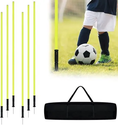 Produktbild von Famanu Slalomstangen Fußballset - 6 Slalomstangen für Koordinationstraining
