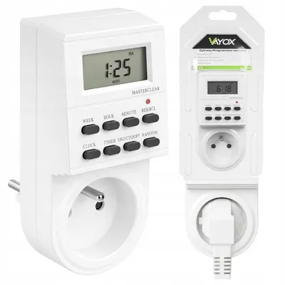 Zdjęcie produktu dla Vayox Programator czasowy cyfrowy VA0173 | Dokładność 1 min | 3680 W | Wyświetlacz LCD | Biały