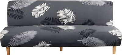 Obrázek produktu pro Elastický kryt bez područek na pohovku Bez područek na pohovku Stretch Futon Ochranný kryt 3-sedák Plně rozkládací pohovka Štít pro rozkládací pohovku bez područek ( černé peří )