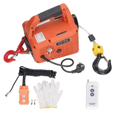 Imagen del producto de Cabrestante eléctrico para cables, 500 kg. Cabrestante electrónico para cables con control remoto inalámbrico, protección contra sobrecarga, 7,6 metros, altura de elevación máxima: 1500 W