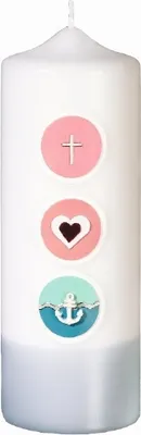 Produktbild von Taufkerze Mädchen 20 x 7 cm mit Namensverzierung und Geschenkkarton