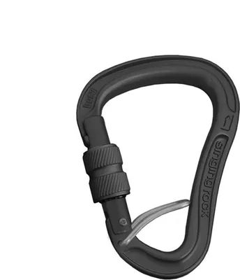 Schwarzer Alukarabiner HMS Bora von Singing Rock mit Schraubverschluss.