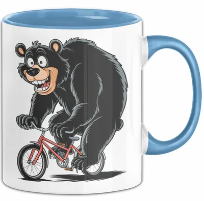 Produktbild von Bär Auf Fahrrad Tasse Geschenk Lustige Geschenkidee Spruch (Blau)