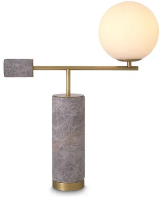 Produktbild von Casa Padrino Luxus Tischleuchte Antik Messing / Grau / Weiß 51 x 20 x H. 62,5 cm - Marmor Schreibtschleuchte mit Glas Lampenschirm - Luxus Kollektion