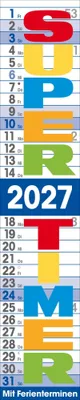 Produktbild von Supertimer 2027: Streifenkalender mit Datumsschieber, Ferienterminen und Spiralbindung I schmal im Format: 17 x 85 cm