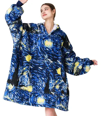 Produktbild von THREE POODLE Decken Hoodie Damen, Oversize Hoodie Decken Pullover Kuschelpullove