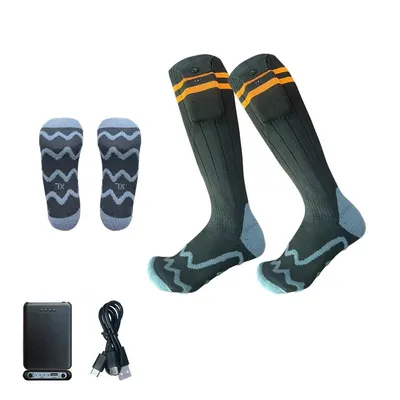 Produktbild von Beheizbare Socken mit 5000 mAh Akku, 4 Heizstufen, Große Heizfläche, Wiederaufladbare Wärmesocken mit USB-C, für Outdoor, Skifahren & Winter