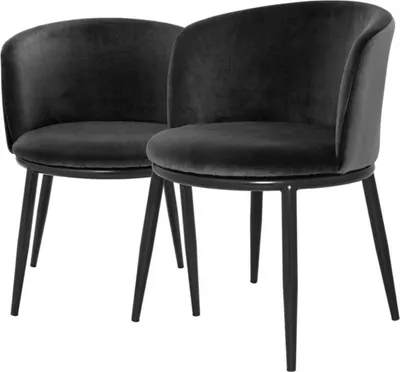 Produktbild von Casa Padrino Luxus Esszimmerstuhl Set Schwarz 57 x 57 x H. 74 cm - Esszimmermöbel