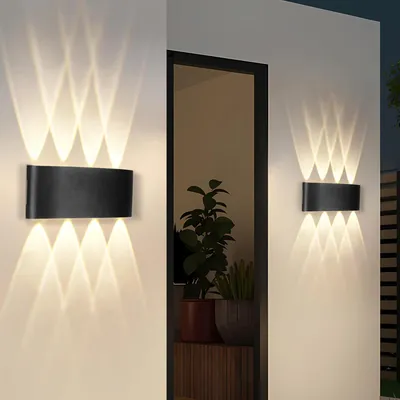 Image de ZMH Applique murale Led 2ER Intérieur & Extérieur Noir 7W Applique Up Down Blanc Chaud Lampe de couloir IP65 Etanche Applique extérieure Faisceau lumineux réglable