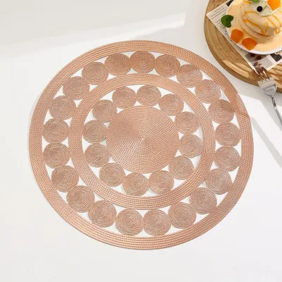 Runde Platzsets, Set mit 4, PVC, hitzebeständig, rutschfest, Roségold