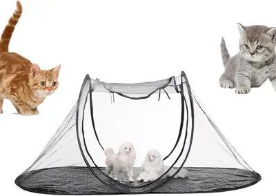 Produktbild von Tragbarer, faltbarer und atmungsaktiver Katzenlaufstall für kleine Tiere, als Reisezelt und Zwingerbox
