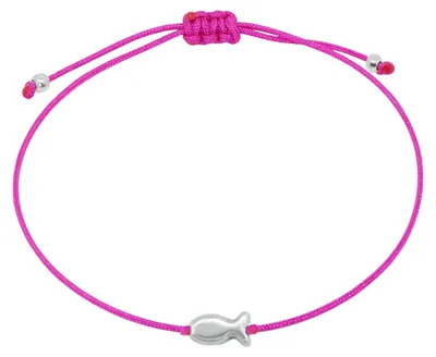 Produktbild von Selfmade Jewelry Armband Damen Silber Fisch Größenverstellbares Makramee-Armkett
