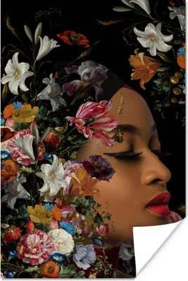 Produktbild von MuchoWow® Poster Frau - Make-up - Flora 40x60 cm - Plakate für die Wand - Poster Babyzimmer