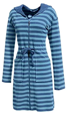 Produktbild von Damen Bademantel aus Leichtfrottier mit Kapuze in Blau-Dunkelblau, Größe 36/38