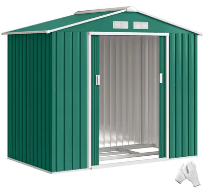 Image de Abri de jardin - Local de rangement - 213 x 130 x 185 cm - Métal - Étanche - Vert armée