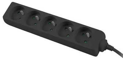 Obrázek produktu pro Lanberg PS0-05E-0150-BK, 1,5 m, Vnitřní, Typ E, Černá, 5 AC zásuvky / AC zásuvek, 10 A