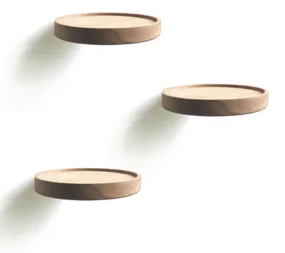 Obrázok produktu pre Nástenná polica z masívneho bukového dreva – plávajúca polica – dekoratívna polica – minimalistický dizajn, priemer 15 cm – nástenná doska