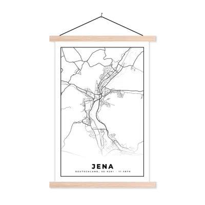 Produktbild von MuchoWow® Textilposter Jena - Karte - Stadtplan 120x180 cm mit holzfarbenen Rahmen - Textil-Plakat