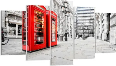 Produktbild von Bild auf Leinwand - Leinwandbild - Telefon London Kultur - 160x85cm - Wand Bild - Wanddeko - Leinwanddruck - Bilder - Kunstdruck - Wanddekoration - Leinwand bilder - Wandkunst - EA160x85-2595