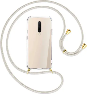 Produktbild von Handykette Backcover-Schutzhülle mit Band (Metall goldfarben) für OnePlus 7 Pro - broken white