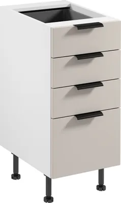 Produktbild von küchenunterschrank 40 cm Küchenschrank mit Schubladen ohne Arbeitsplatte, Sorento D40S4 AX Weiß/Beige