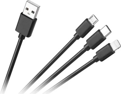Obrázok produktu pre USB kábel 3v1 MicroUSB USB-C TYP-C Lightning iPhone kábel 1,2 m