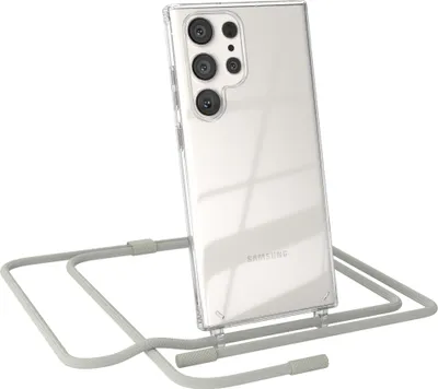 Produktbild von EAZY CASE Handykette für Samsung Galaxy S23 Ultra, Clear Case aus Silikon, mit Umhängeband, abnehmbare Endstücke, Handyband in Beige